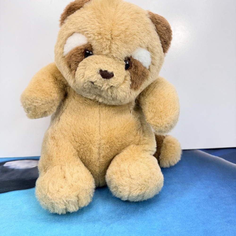 Vtg Kids of America Corp Tan Raccoon Plush 10" Striped Tail Red Panda Stuffed